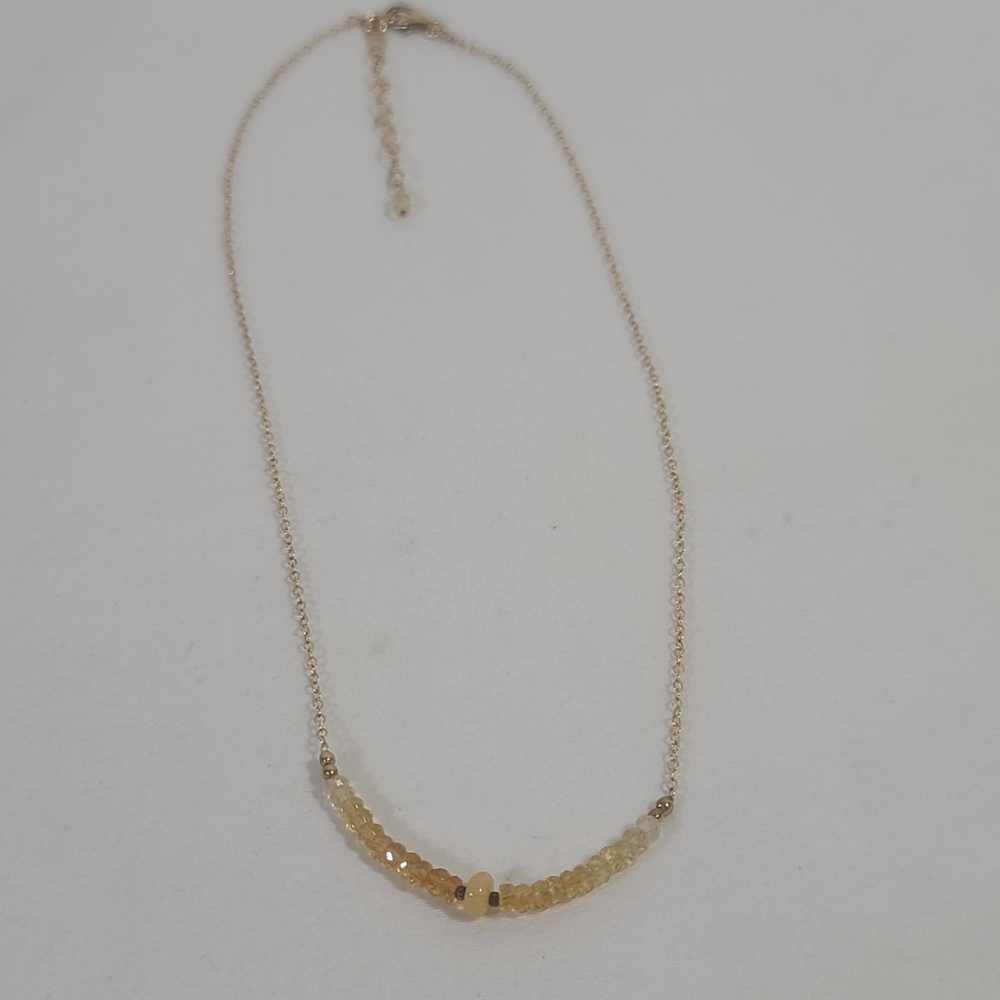 Fire Opal Citrine Beaded 14k Gold Filled Beaded Necklace